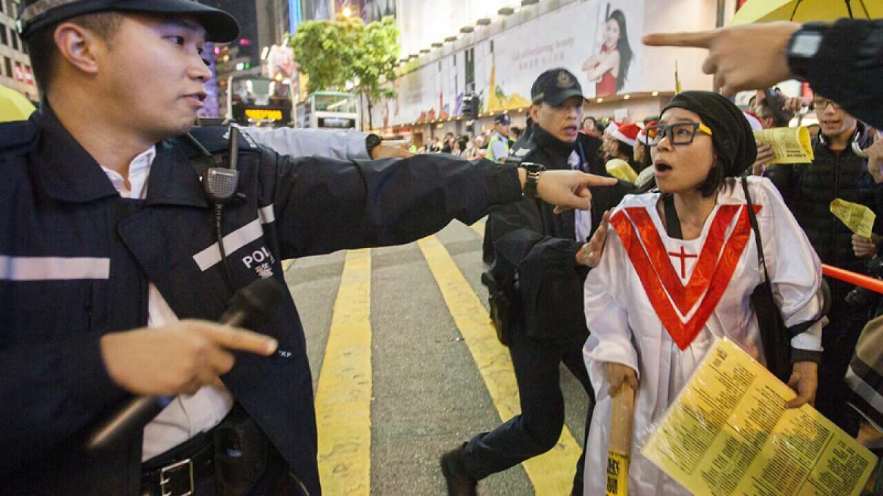 A pro-democracy protester