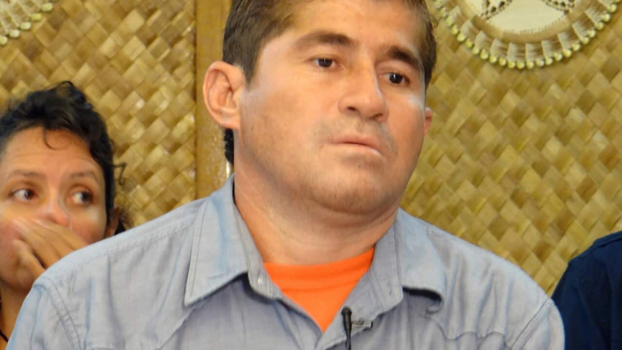 Jose Salvador Alvarenga at a press conference