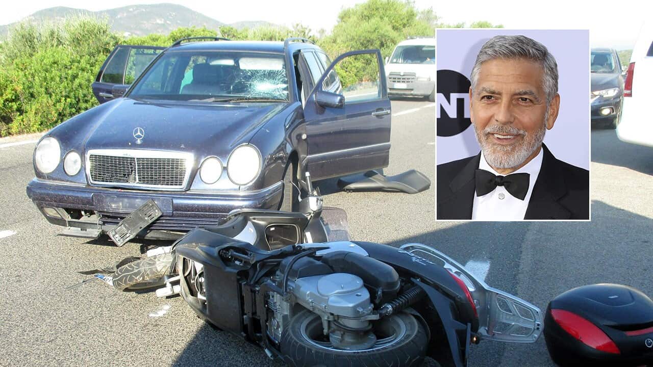 Actor George Clooney was involved in a scooter crash.