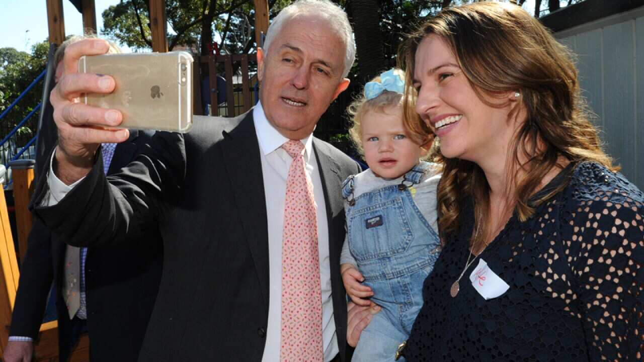 Malcolm Turnbull visits a childcare centre in Sydney