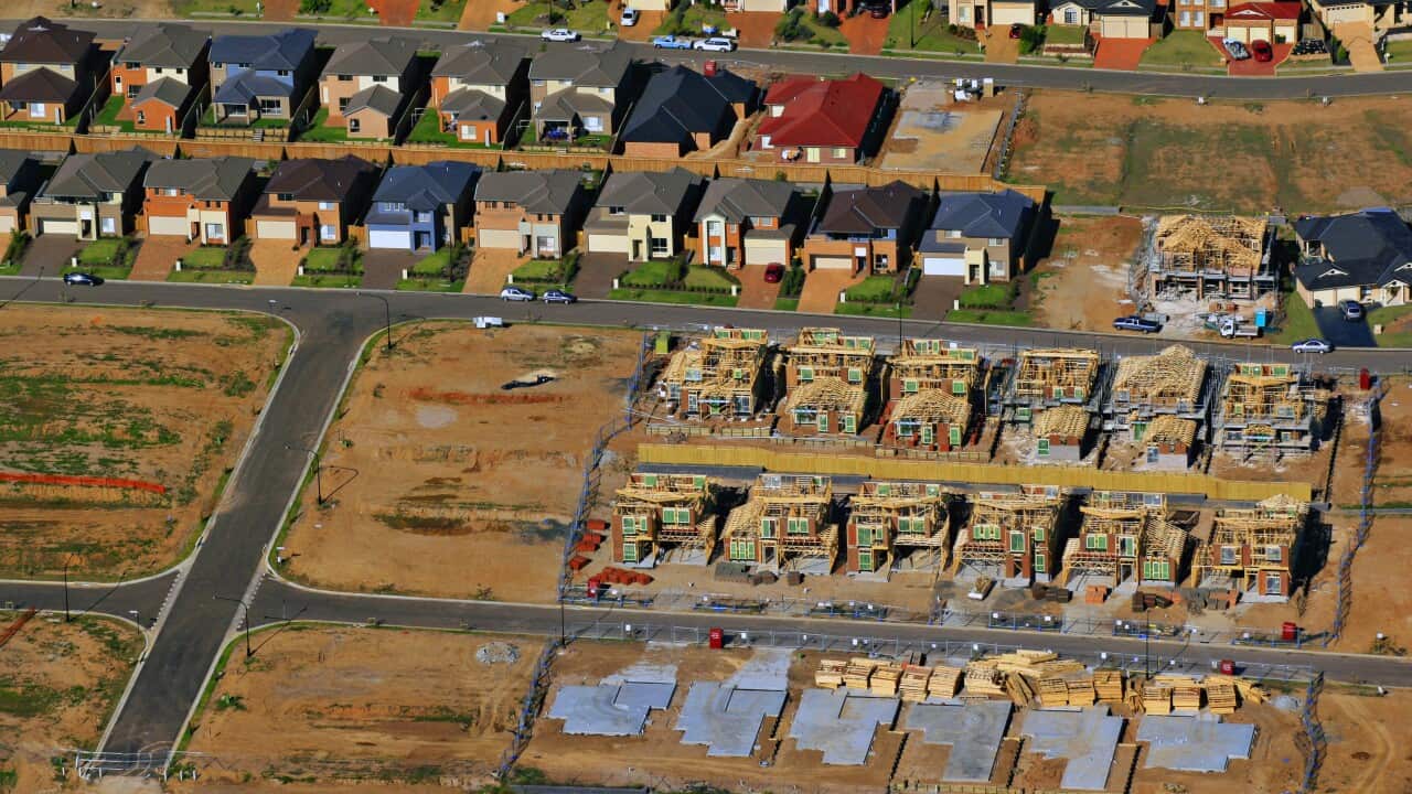 Houses under construction, Kellyville Ridge, North-West Sydney, Aerial Photography