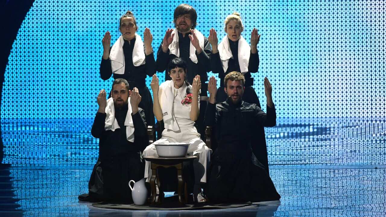 Turin, Eurovision song contest Turin 2022 - Dress Rehearsal Gran Final - Konstrakta - Serbia (Photo by Alberto Terenghi/Sipa USA) *** ITALY OUT ***