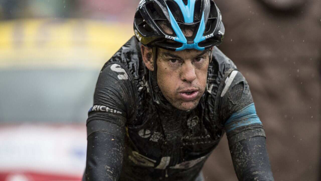 Richie Porte Team Sky crosses the finish line