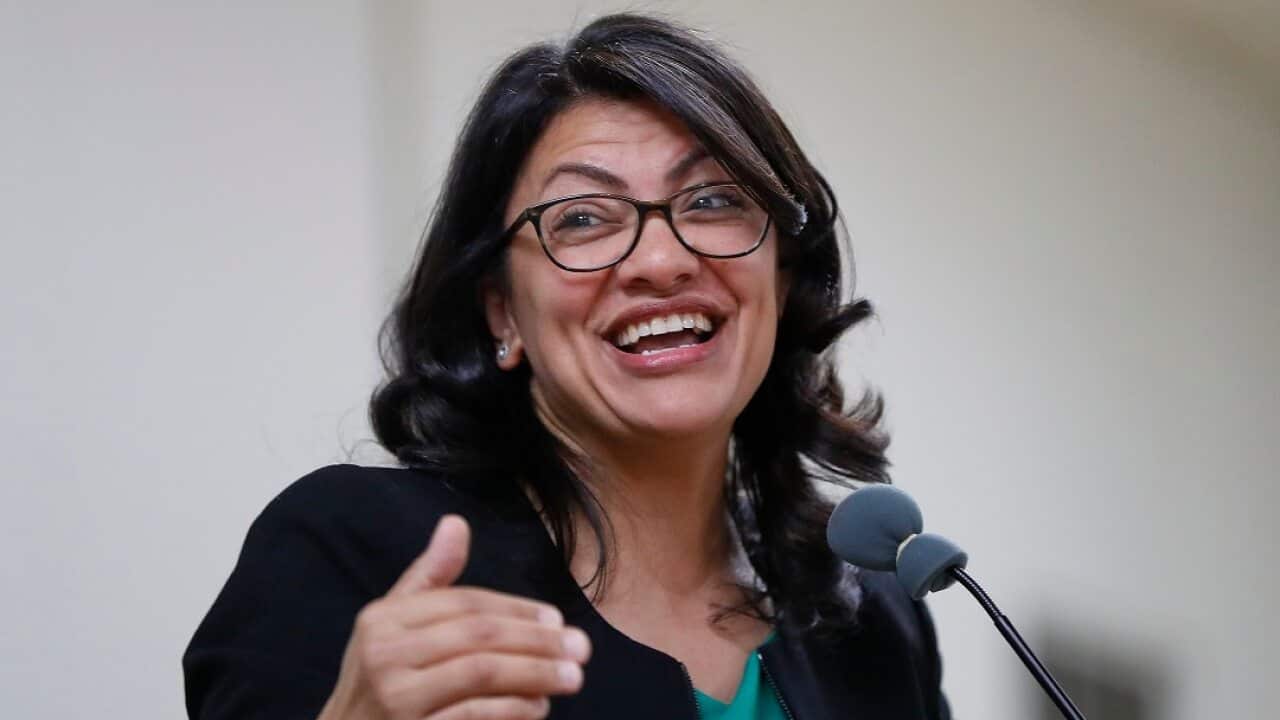 Rashida Tlaib, Democratic candidate for Michigan's 13th Congressional District, speaks at a rally in Dearborn, Mich., Friday, Oct. 26, 2018. (AP Photo/Paul Sancya)