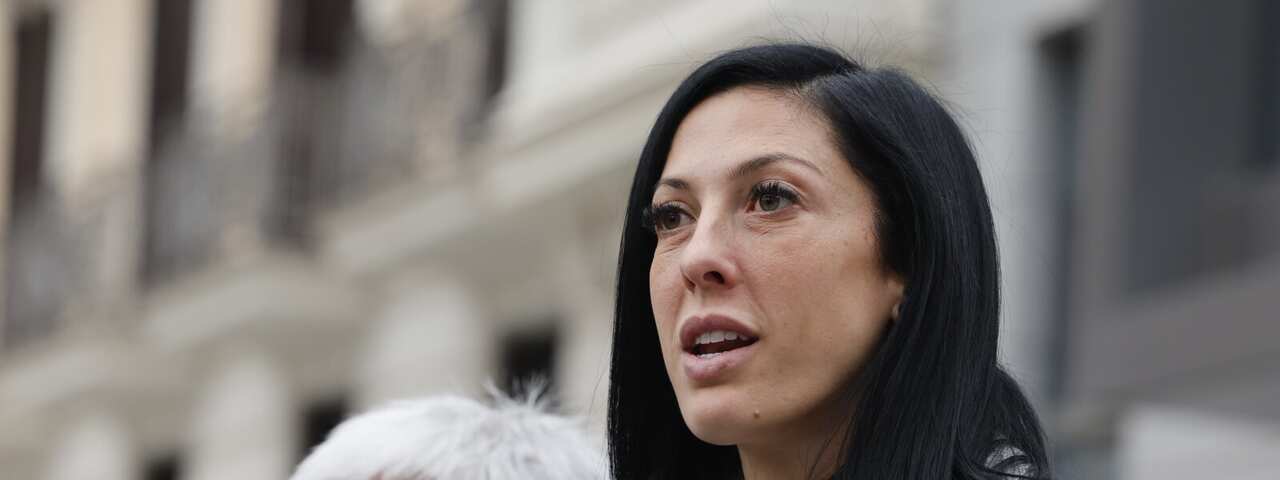 Jenni Hermoso speaking outside court