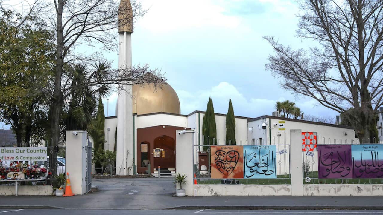 A general view of the Al-Noor Mosque ahead of the last day of the sentencing hearing for the gunman who massacred 51 people during last year’s twin mosque attack in Christchurch.