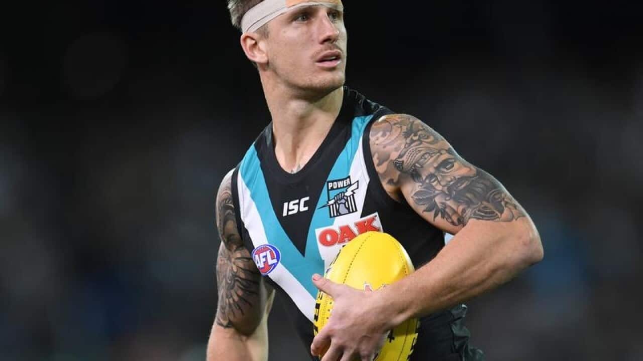This is a file image of Port Adelaide AFL player Hamish Hartlett.