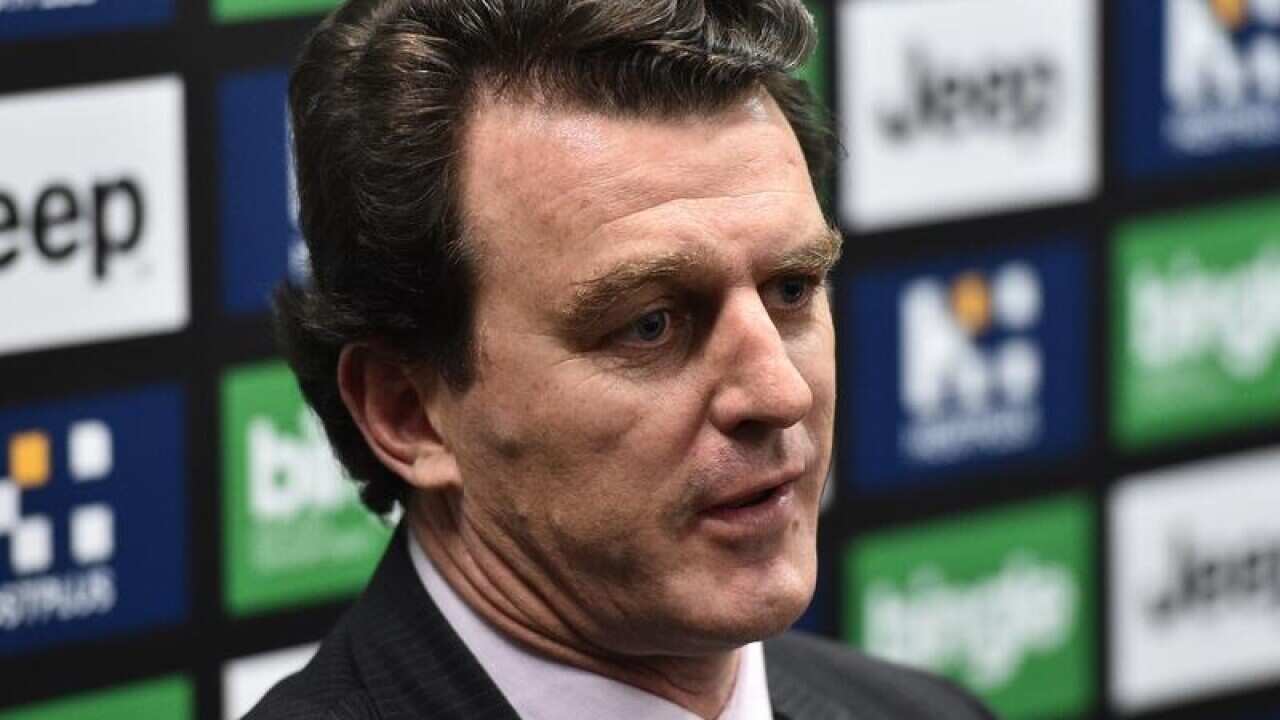 Richmond Football Club CEO Brendon Gale speaks at a media.