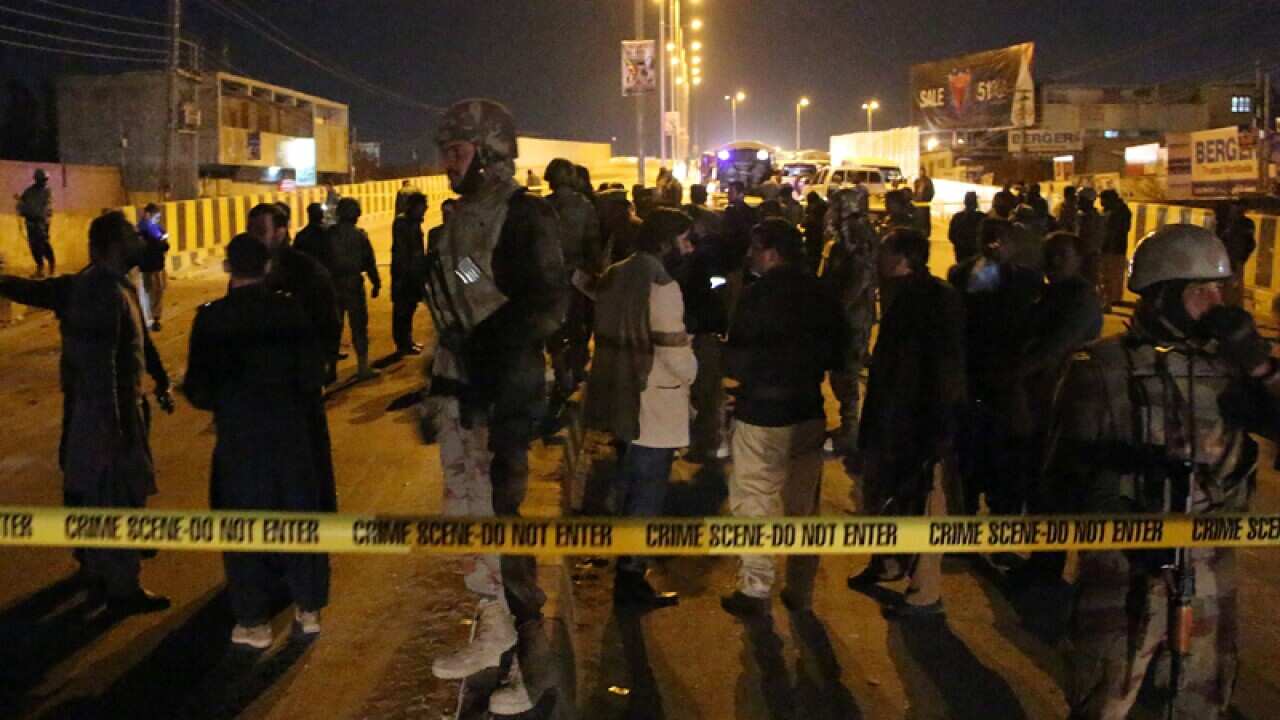 The scene of a bomb blast in Quetta