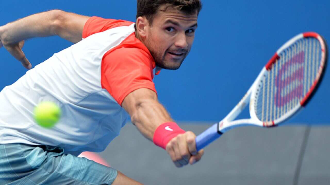Grigor Dimitrov in action in round four