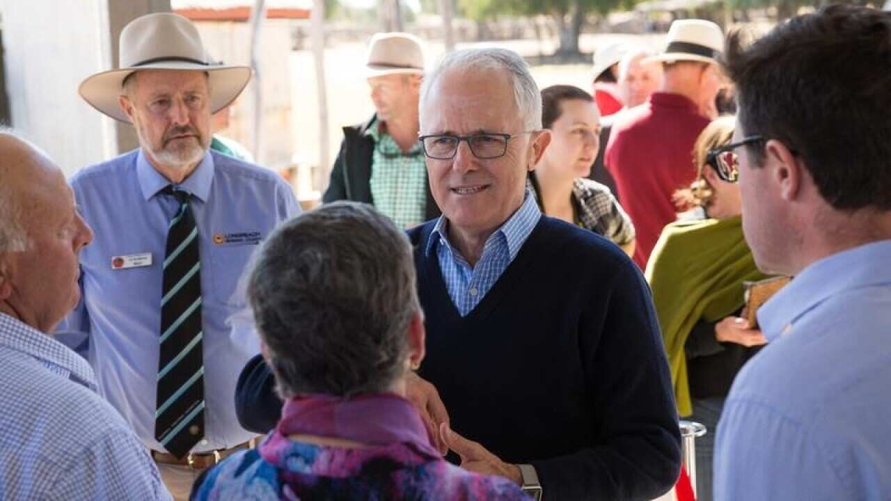 Prime Minister Malcolm Turnbull meeting farmers in June.