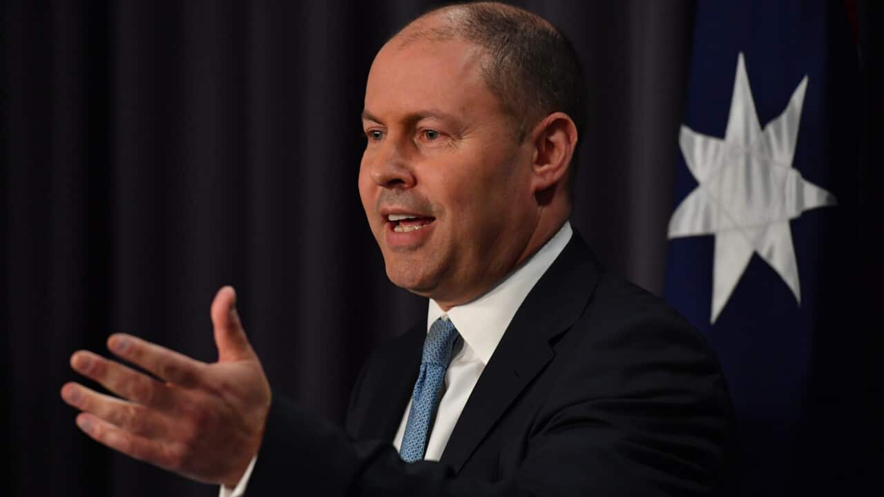 Treasurer Josh Frydenberg addresses the media during a press conference as he hands down the Mid-Year Economic and Fiscal Outlook.