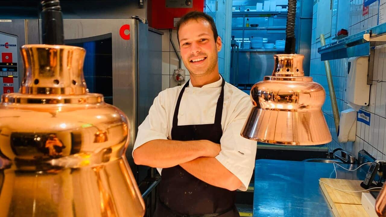 Alessandro Bordignon in his kitchen
