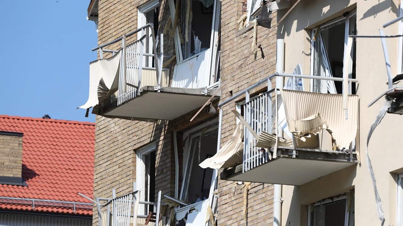 Damaged balconies in Linkoping, central Sweden.