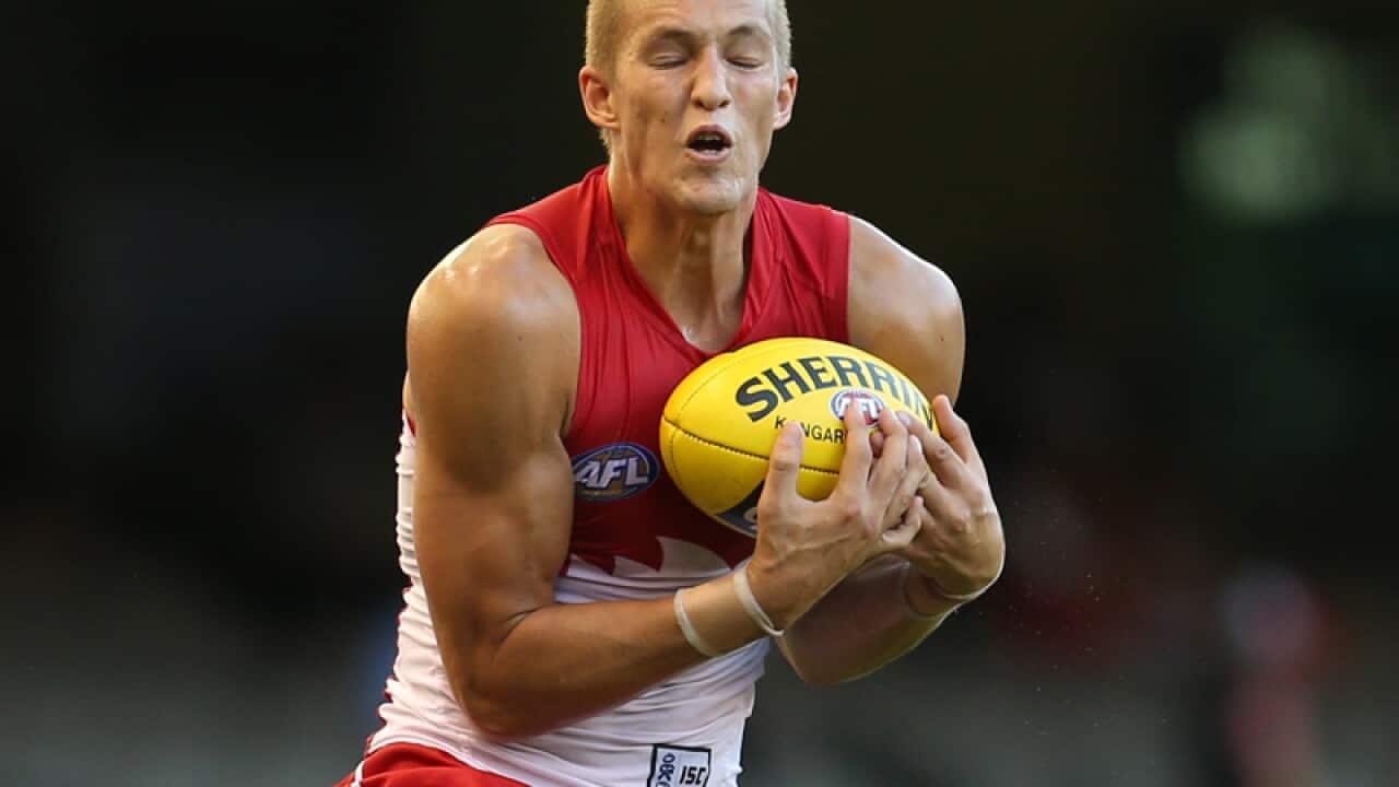 Sam Reid in action for the Swans