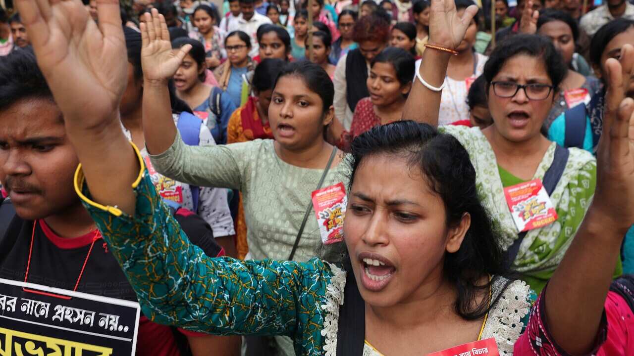 Socialist Unity Centre of India (SUCI) activists protest in Kolkata