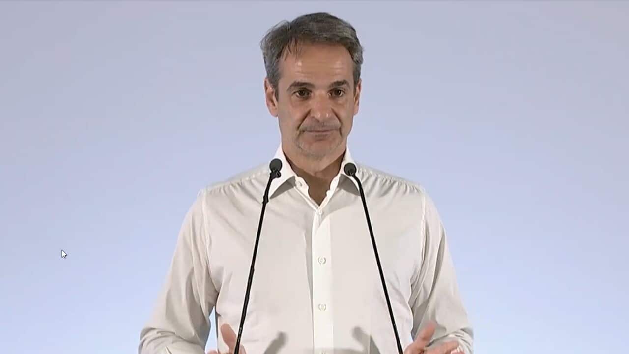 Ο πρωθυπουργός Κυριάκος Μητσοτάκης κατά της διάρκεια της ομιλίας του στο 13ο Συνέδριο της ΟΝΝΕΔ.