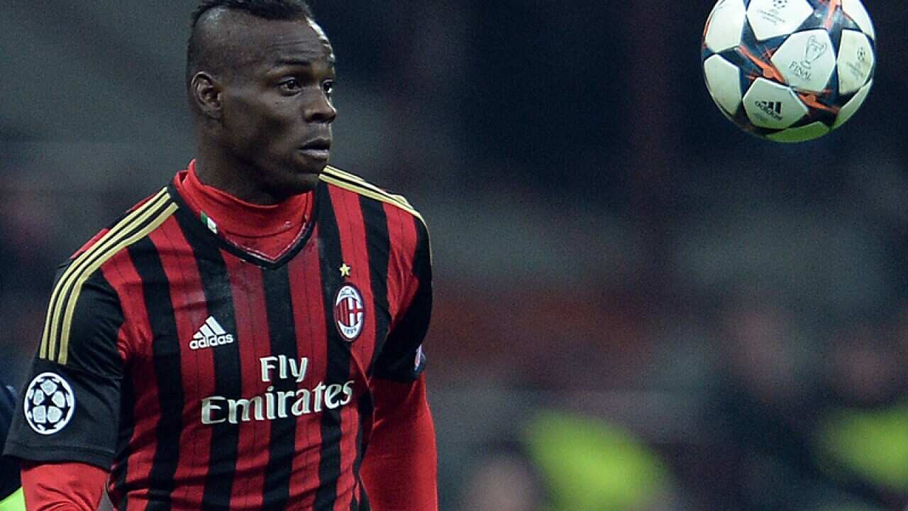 AC Milan striker Mario Balotelli in action