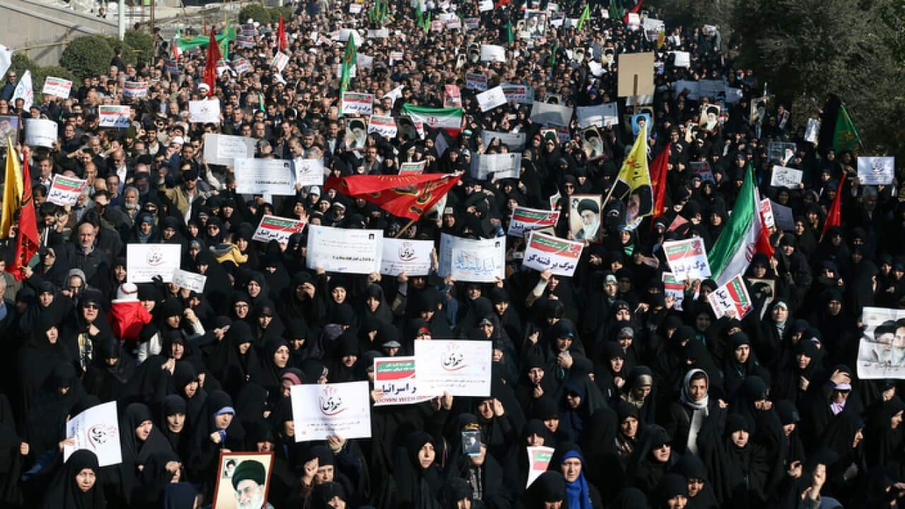 Protests in the streets of Tehran (AAP)