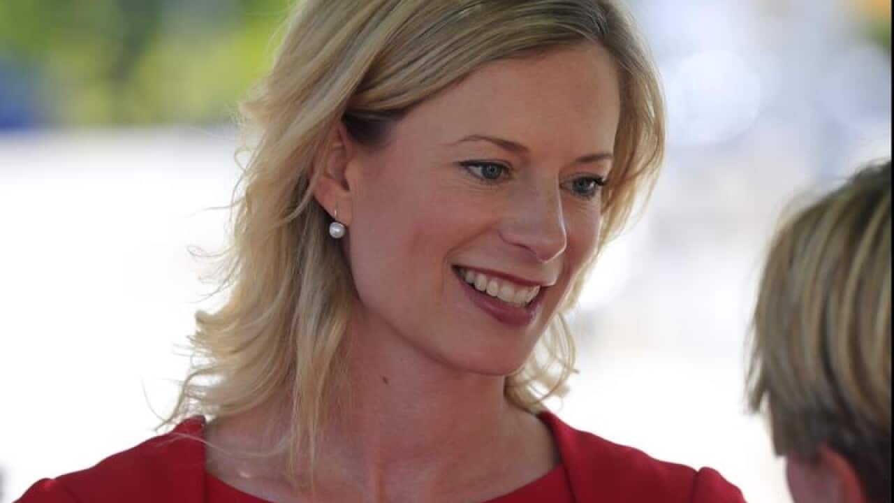 Tasmanian Opposition Leader Rebecca White speaks with the media