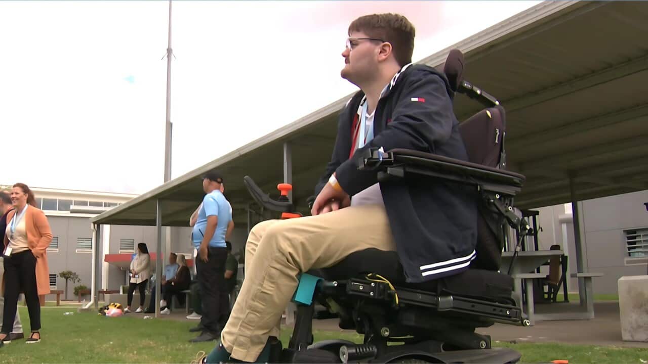 Shaun Millett, from Melbourne's Power Chair football team, has been a guest speaker (SBS).jpg