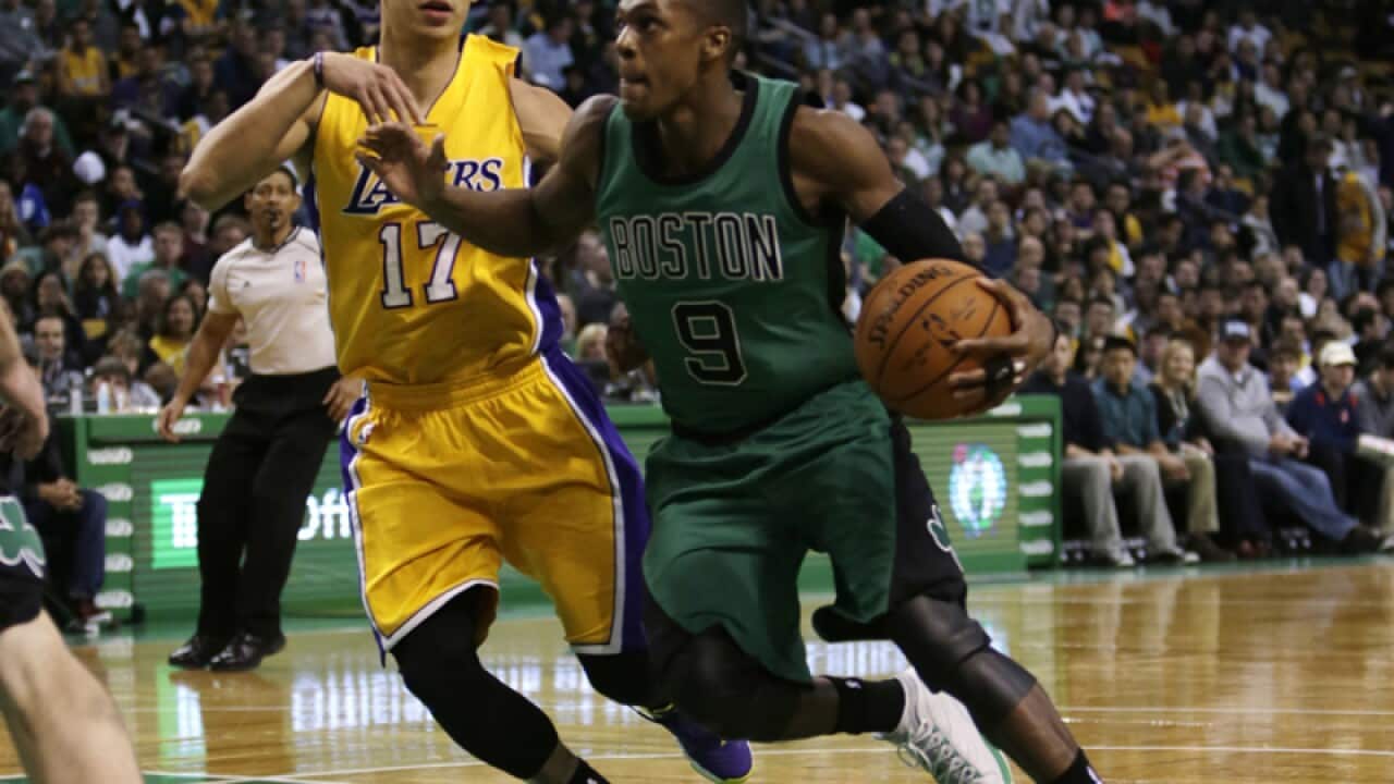 Boston Celtics guard Rajon Rondo (9)