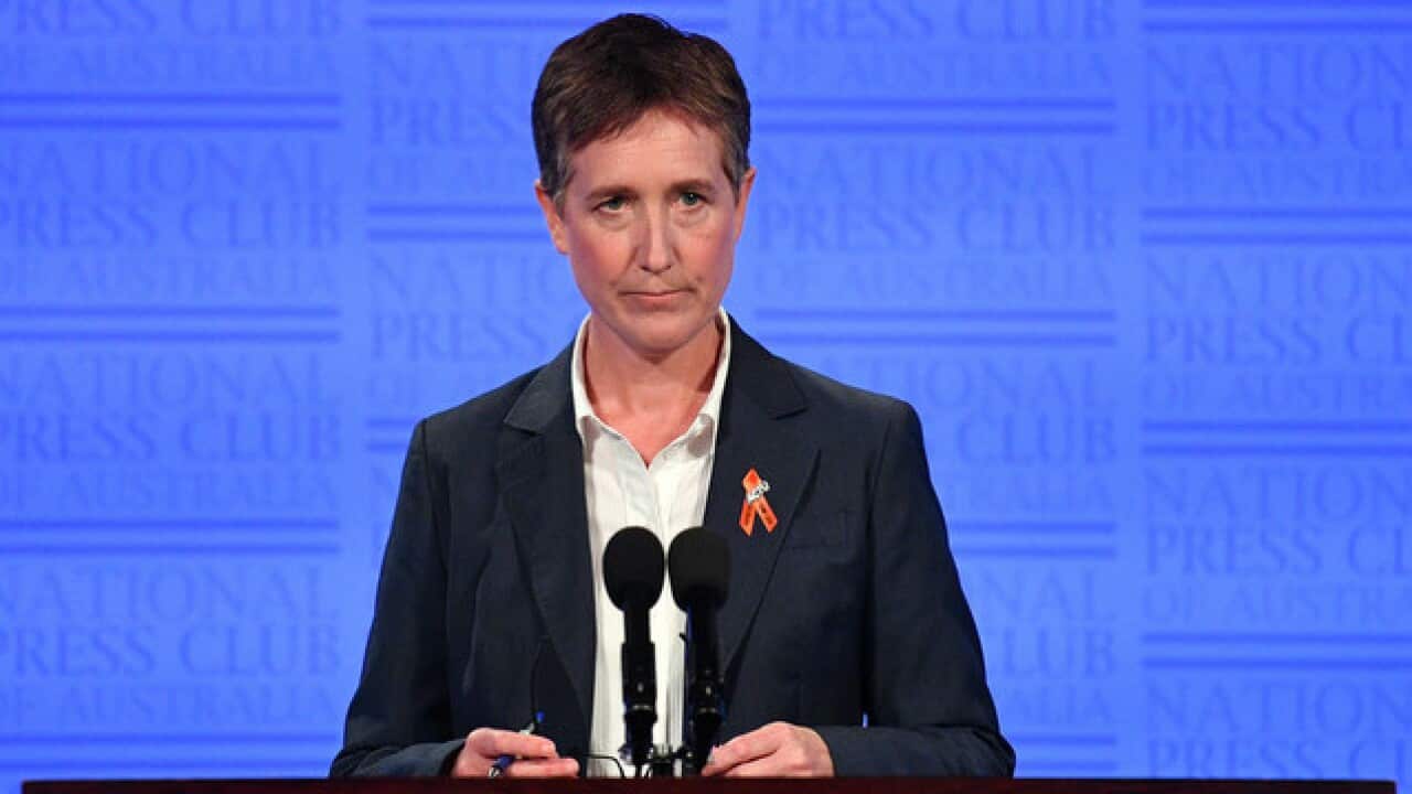 ACTU Secretary Sally McManus at the National Press Club in Canberra