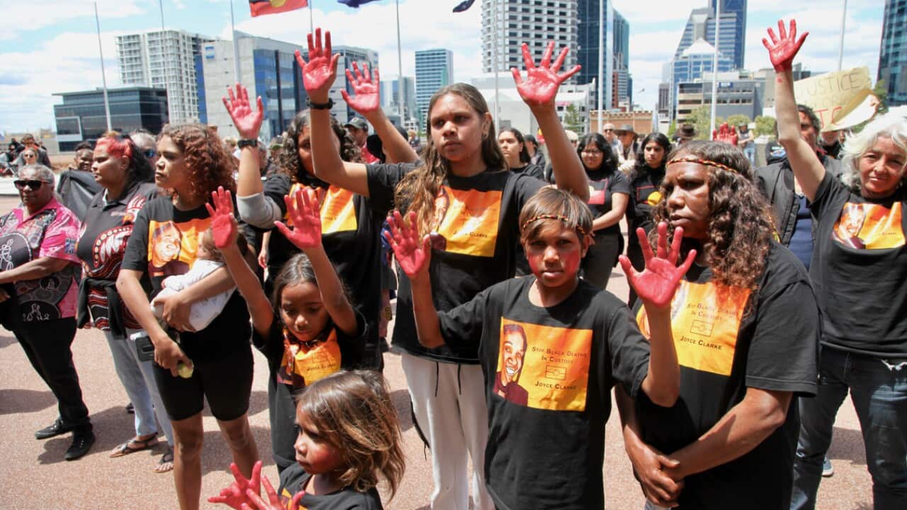 Protesters at a rally for JC in Perth.