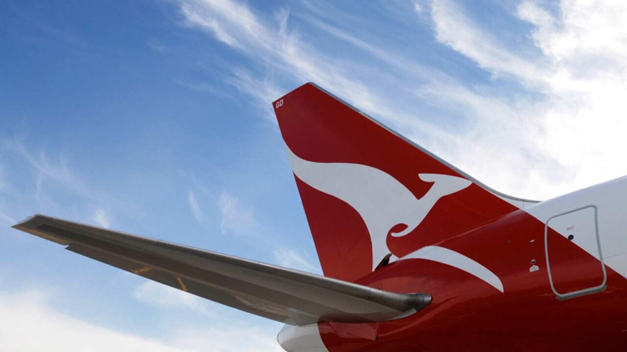 The tail of a Qantas Boeing 767 in Sydney