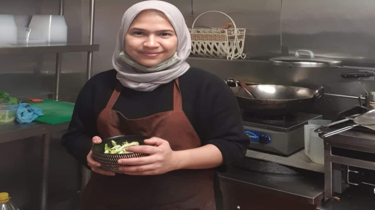 Sukmawardiana, owner of indoEats in Melbourne working in her kitchen.