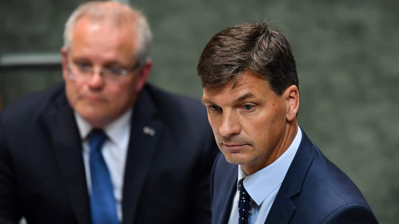 Australian Energy Minister Angus Taylor speaks during House of Representatives Question Time at Parliament House in Canberra, Thursday, November 28, 2019. (AAP Image/Lukas Coch) NO ARCHIVING