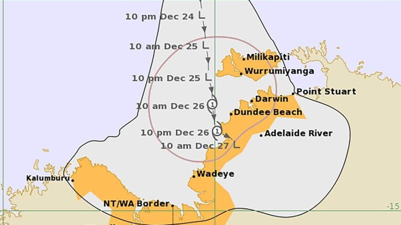 A Bureau of Meteorology tracking map