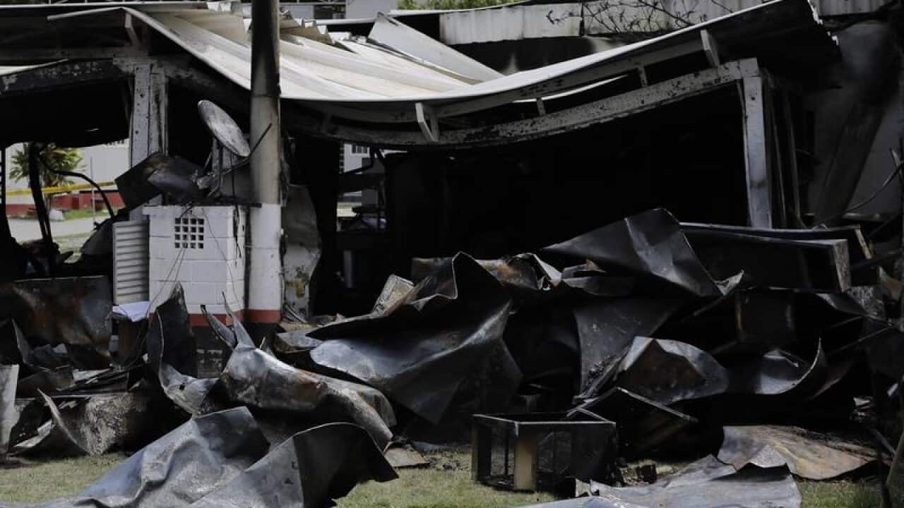 Debris from the fire at the Flamengo soccer club training complex