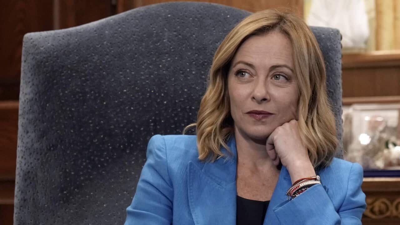 Italian Premier Giorgia Meloni on Friday, Oct. 18, 2024, in Beirut, Lebanon