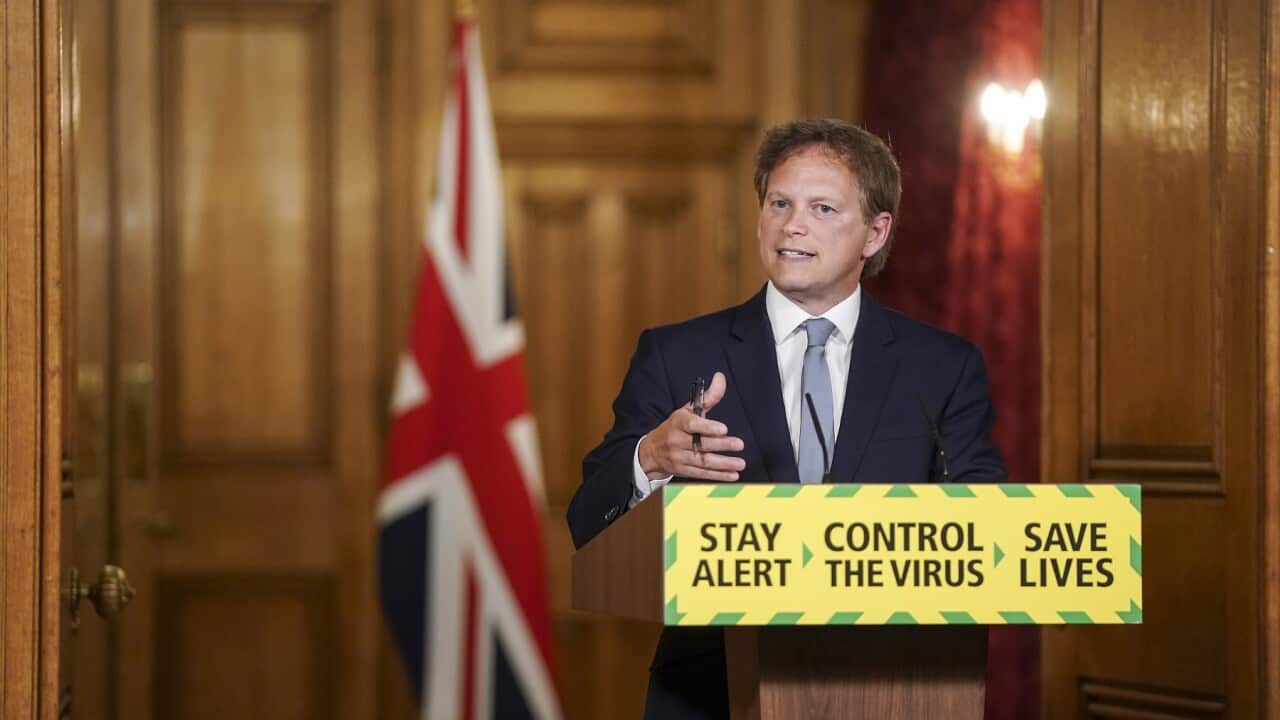 Britain's Transport Secretary Grant Shapps at the Downing Street press conference