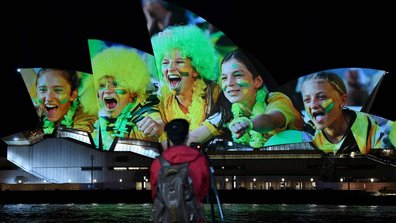 The Sydney Opera House lit up in support of Australia and New Zealand’s joint bid to host the FIFA Women’s World Cup 2023