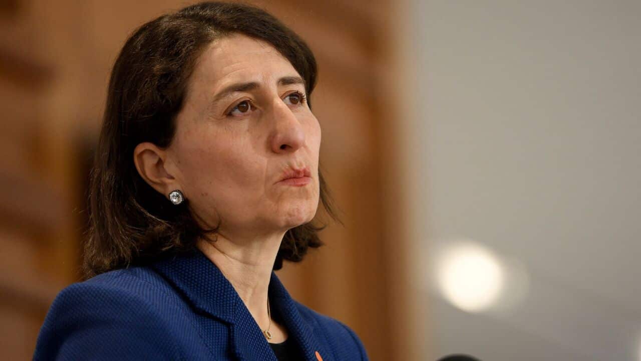 NSW Premier Gladys Berejiklian addresses media during a press conference in Sydney