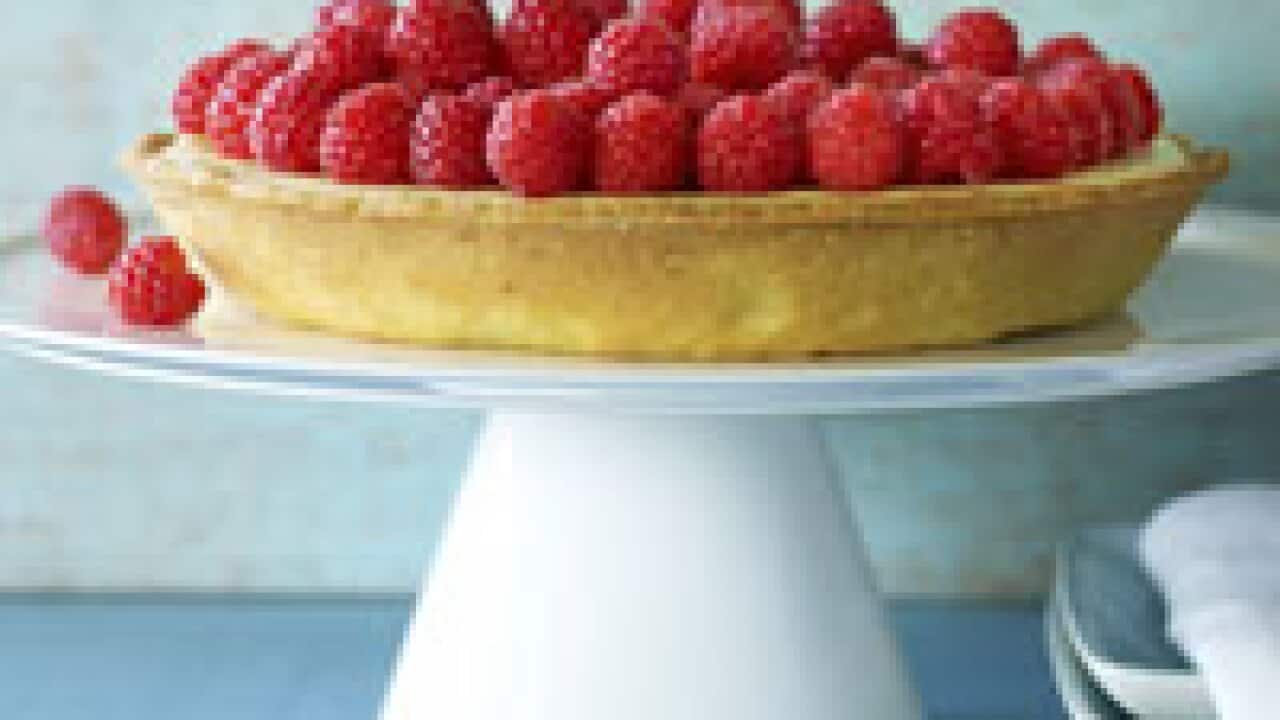 Raspberry and ricotta tart