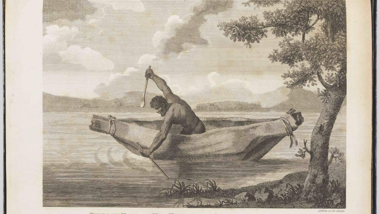 Pimbloy: native of New Holland in a canoe of that country, 1804,