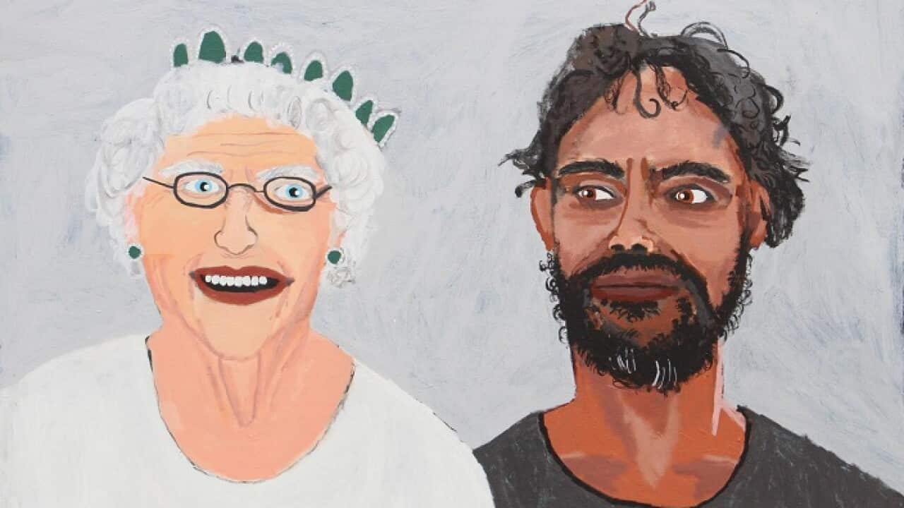 The Queen and I by artist Vincent Namatjira. Coutesy the artist, Iwanta Arts and This is no Fantasy.