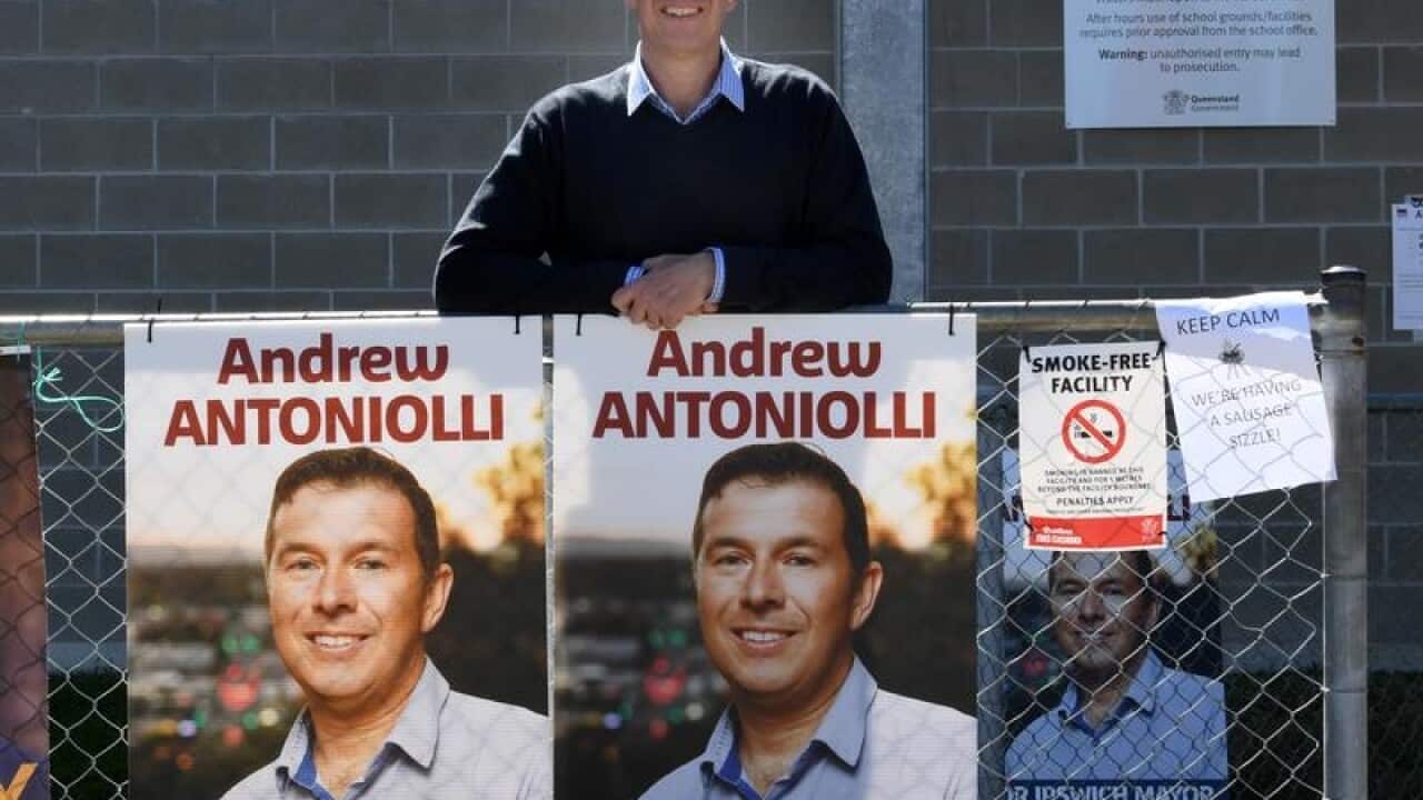 Andrew Antoniolli during campaigning for the Ipswich council election.