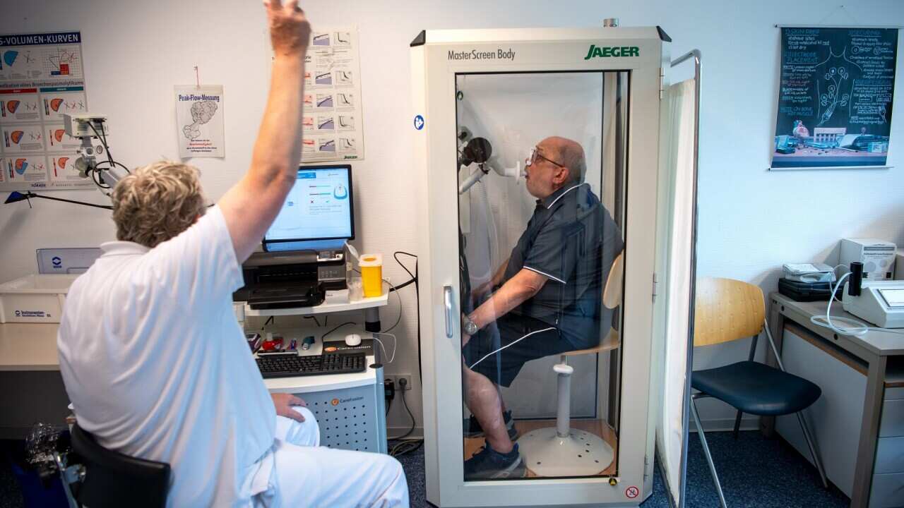 Researchers into Long Covid use a bodyplethysmograph to check lung function
