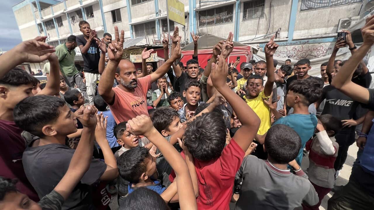 A group of Palestinians celebrating the street.