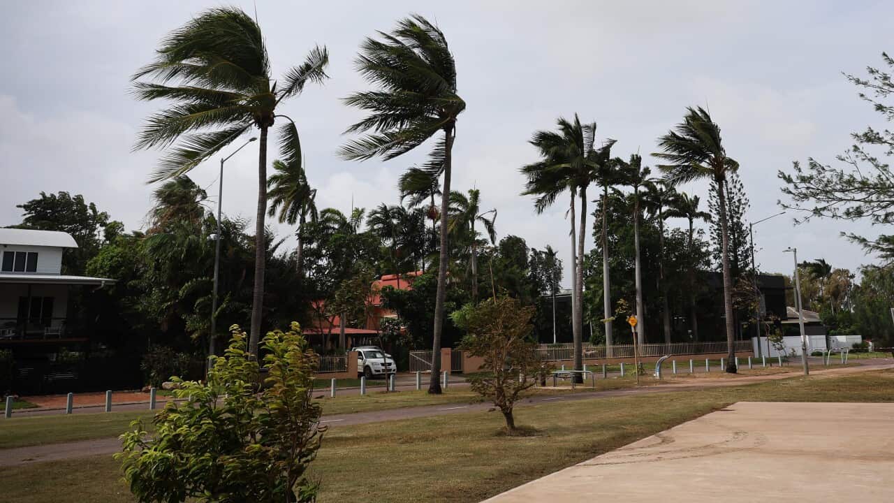 Storms sweep across the top end and wild surf rolls in across Nightcliff beach and Jetty in Darwin.