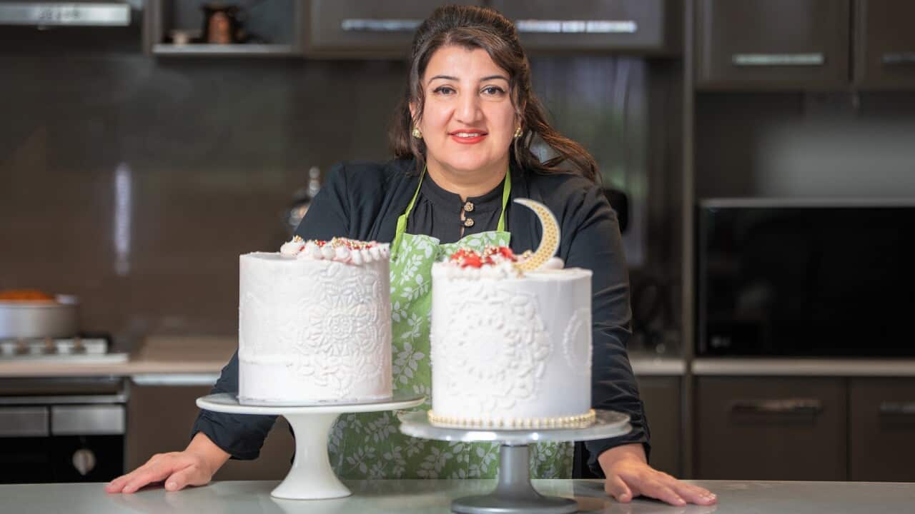 Narges Andar with two of her Eid themed cakes (SBS Spencer Austad).jpg