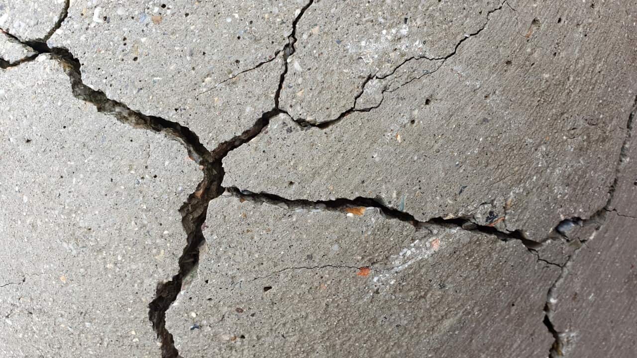 Detail of cracked concrete surface