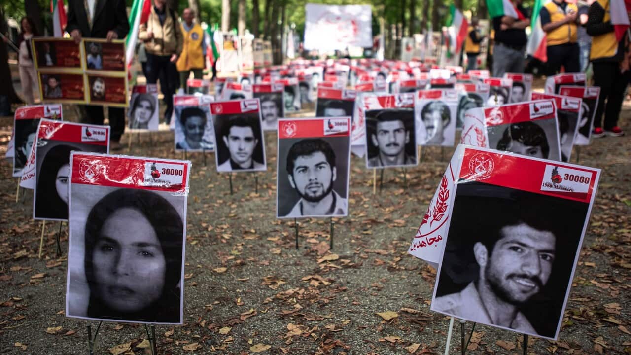 Photos of pollical activists seen during the event.