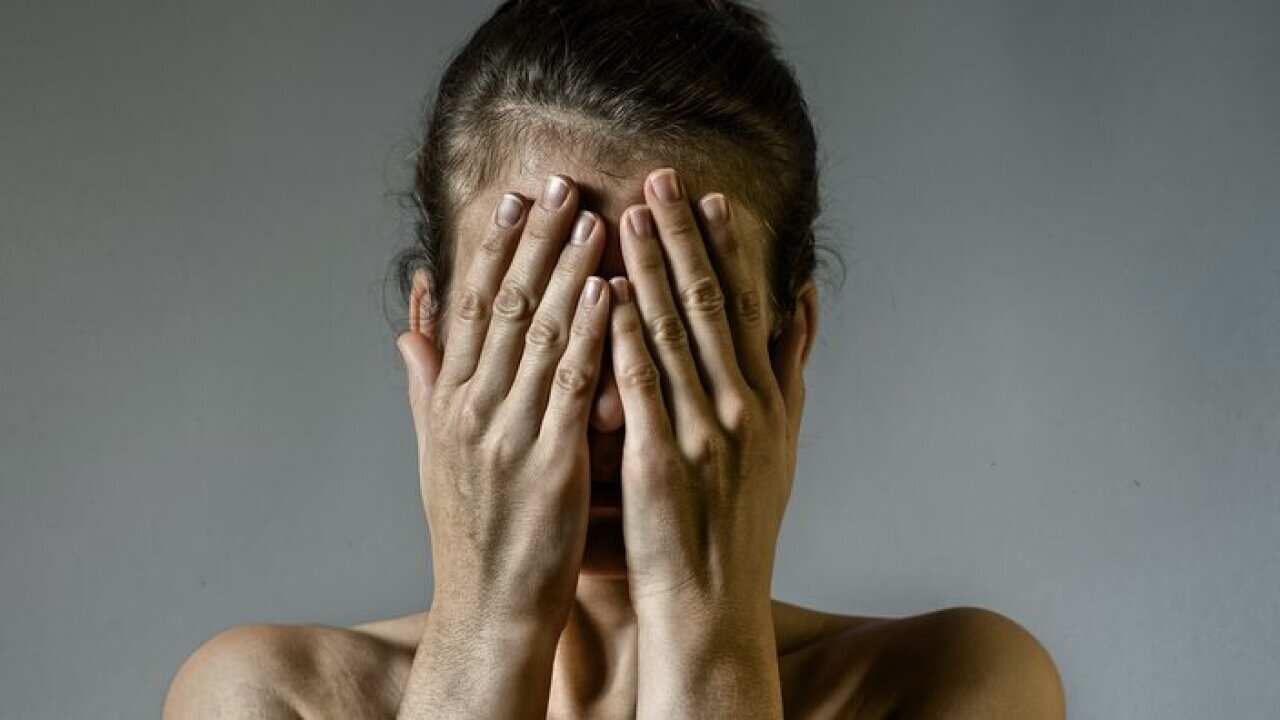 Concept of fear, shame, domestic violence.