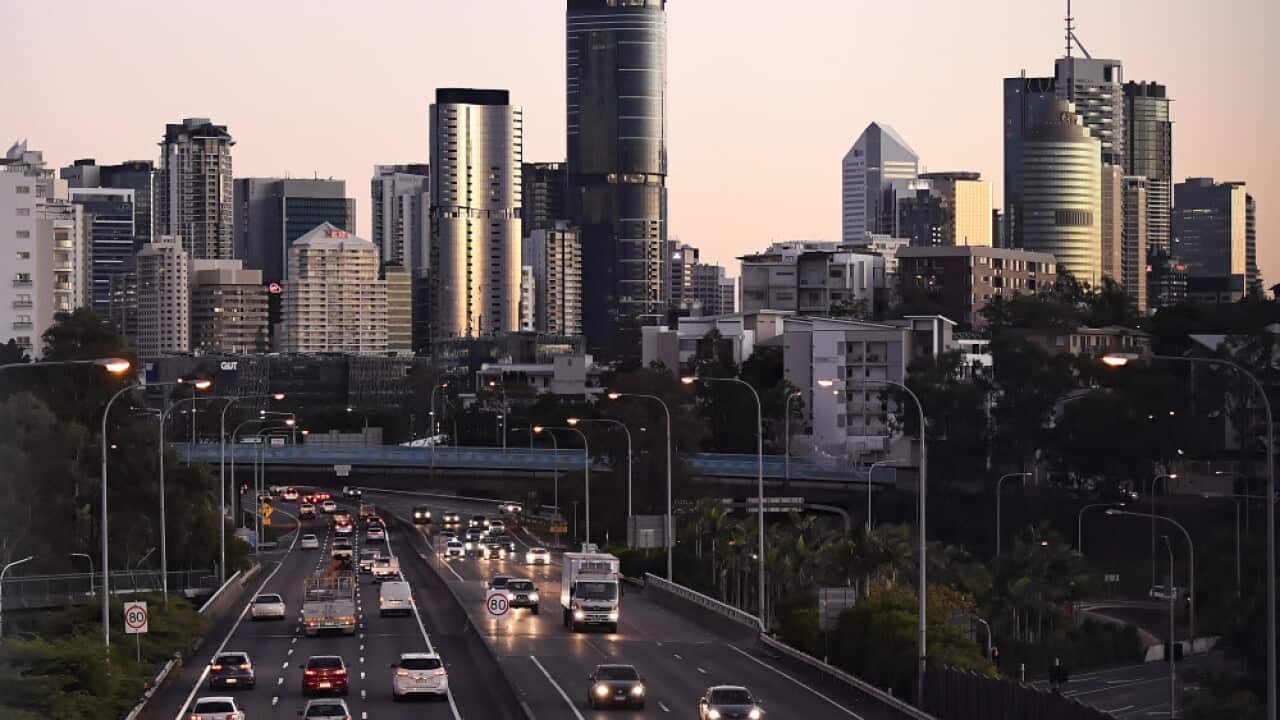 Traffic coming in and out of the central business district in Brisbane