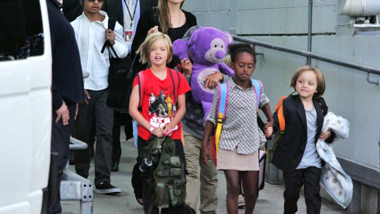 Angelina Jolie and her children Maddox, Shiloh, Zahara and Knox